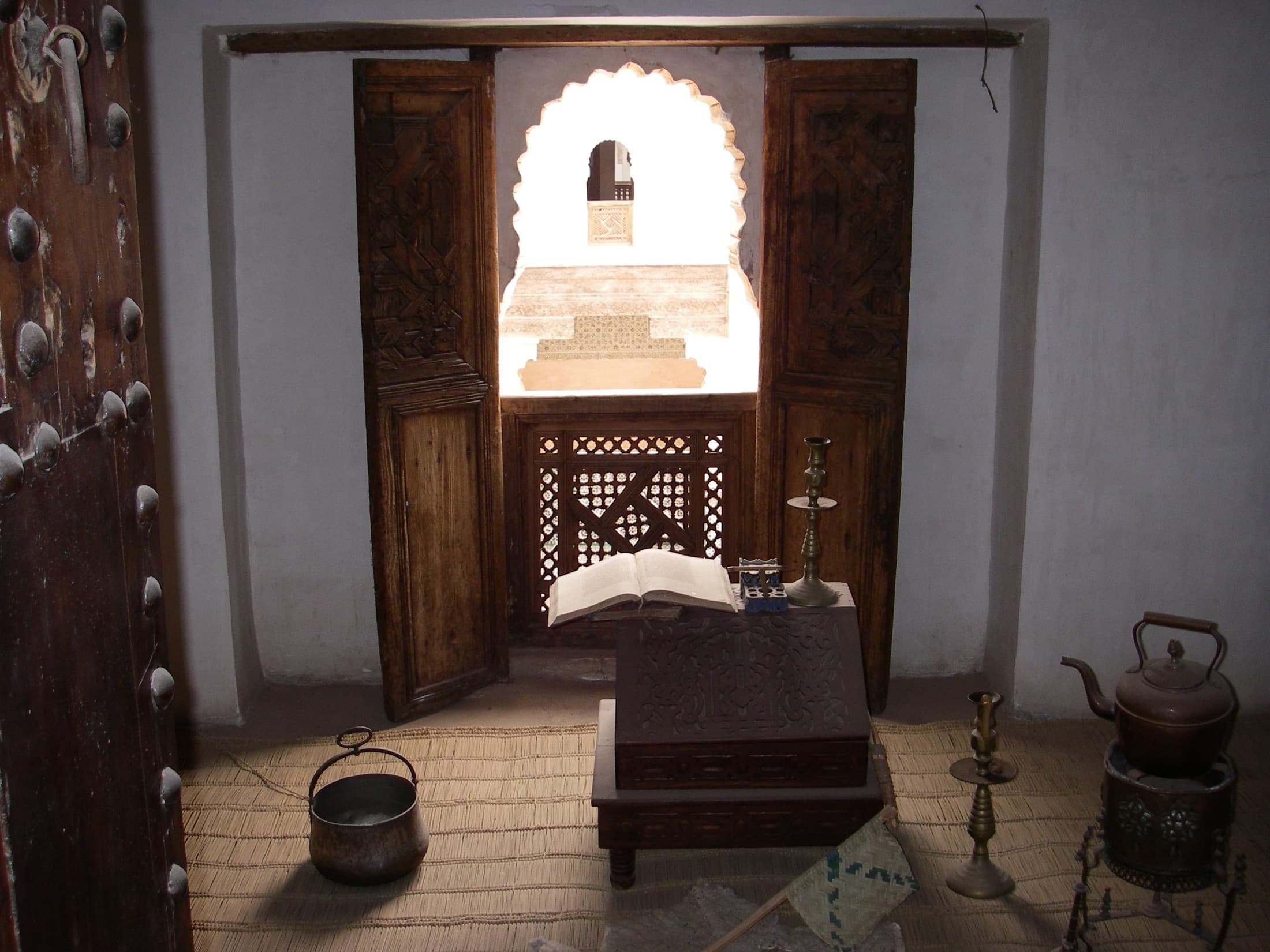 Interior prayer hall of the Medersa Ben Youssef